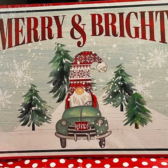 New “Merry & Bright” Gnome Printed Canvas Was Art 16 in x 20 in - Picture 3 of 10